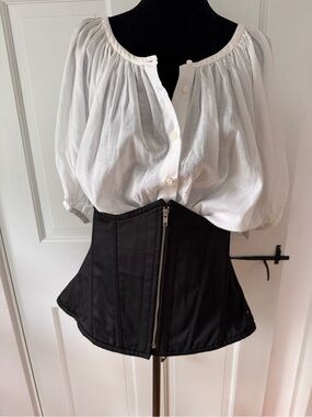 Daisy Top Drawer Steel Boned Black Satin Corset